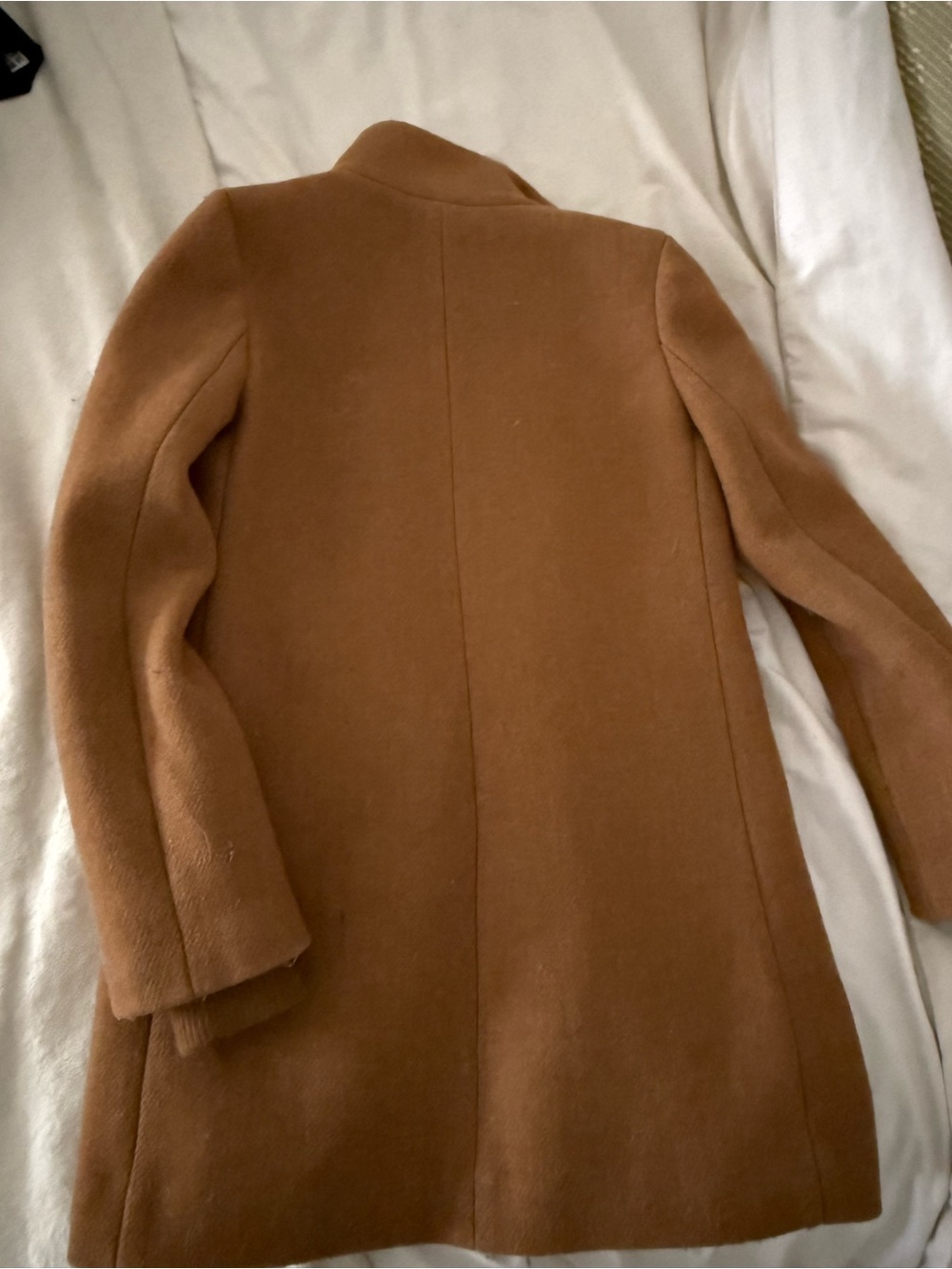 J. Crew Camel/Brown Wool Zip Coat with Quilted Navy Lining - Picture 2 of 2